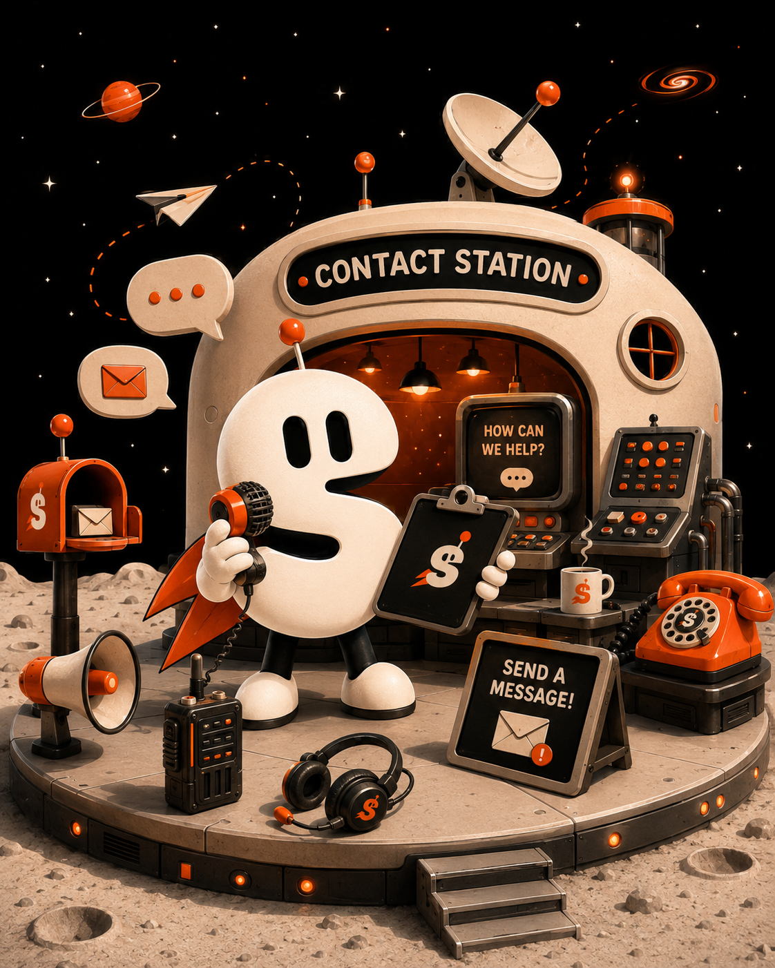 Contact Station with S the mascot