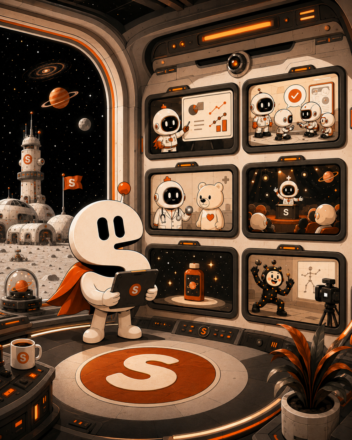 Showcase Captain S in the Silly Sugg Studios moonbase